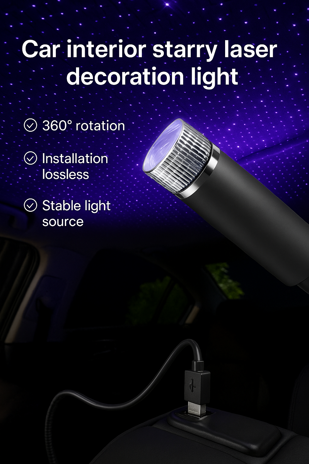 Sternenhimmel Projektor mit USB – Magisches LED Nachtlicht für Auto & Zuhause