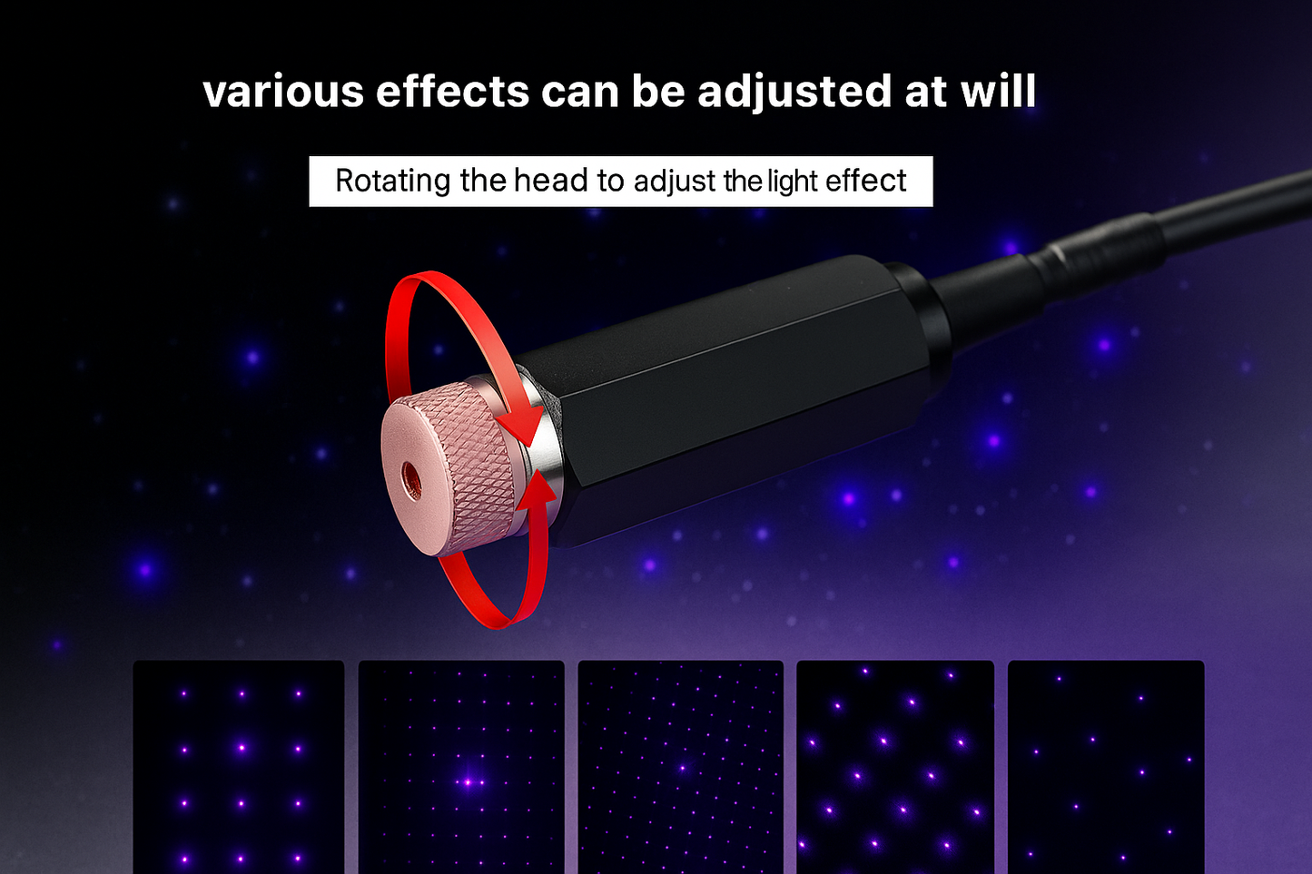 Sternenhimmel Projektor mit USB – Magisches LED Nachtlicht für Auto & Zuhause